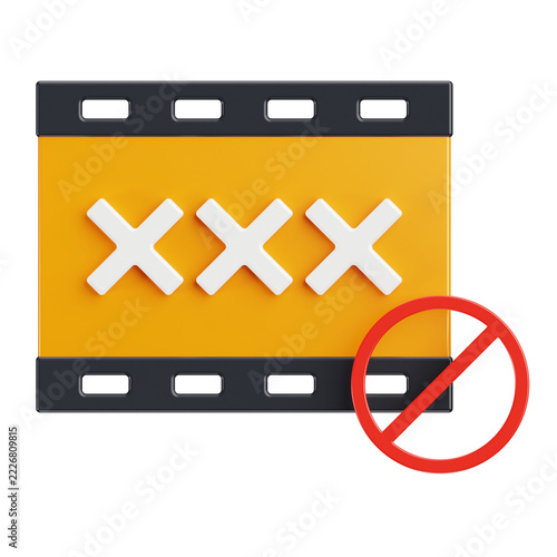 No Pornography 3D Render. Content Restriction 3D Render.