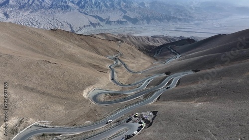 panlong ancient road winding mountain highway in xinjiang