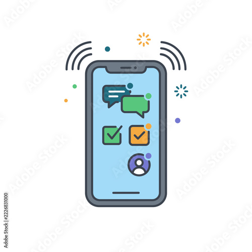 Modern Smartphone with Communication Icons and Task Management Interface Vector Illustration