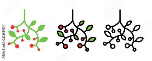 Small berry plant branch in minimalist seasonal art styles