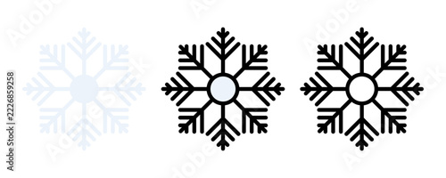 Detailed snowflake crystal symbol for winter design elements with snow ice frozen flake weather icon pattern
