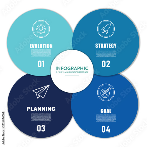 Business Infographic Visualization Template With Four Steps Strategy Planning And Process