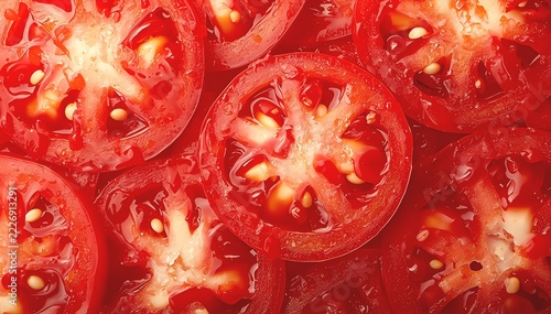Fresh red tomato slices with visible seeds and pulp, isolated on transparent background