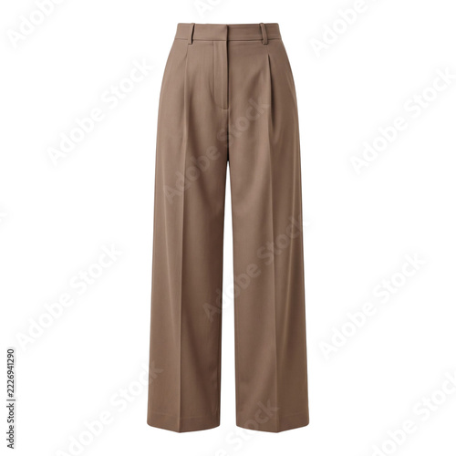 Taupe High-Waisted Wide-Leg Trousers Illustration