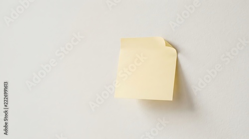 Office productivity yellow sticky note blank paper square and white