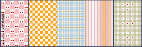 Minimal dopamine coquette pattern featuring elegant pastel frames with vintage inspired details. Hand drawn decorative illustration is perfect for wrapping paper wallpaper and textile prints.