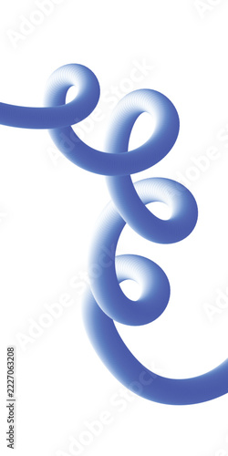 Blue Gradient Abstract 3D Ribbon Coil on White Background