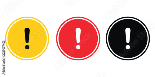 Exclamation mark warning signs set