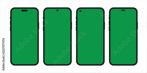 Set of modern smartphones with different notches