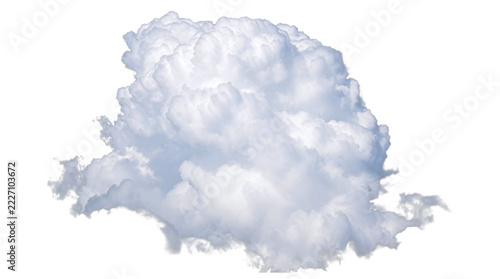 Dense fluffy white cumulus cloud mass on a transparent background