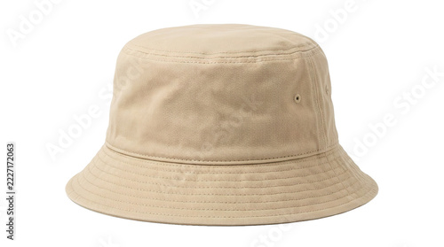 Fotografie Beige bucket hat with stitched brim and eyelet detailing