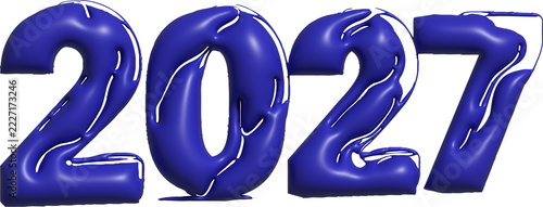 Deep blue 3D balloon style numbers forming the year 2027 with twenty seven