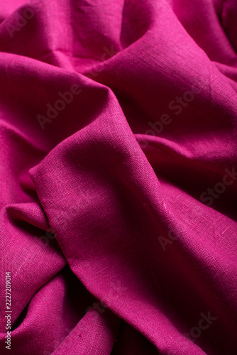 Fuchsia Pink Draped Linen Fabric Texture Close Up