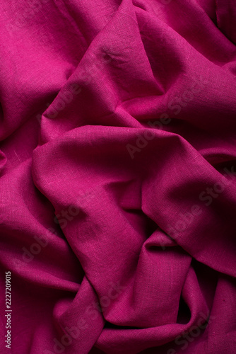 Fuchsia Pink Draped Linen Fabric Texture Close Up