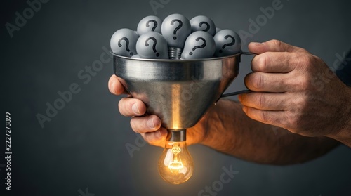 Sparking innovation by processing questions into brilliant ideas using a funnel concept.