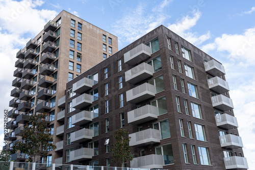 Photography Modern Residential Apartment Buildings With Balconies Under Blue Sky