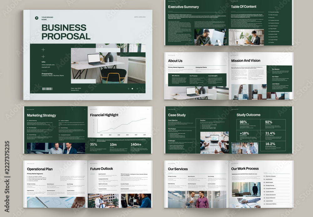 Union Pamphlets Examples Landscape Business Proposal Brochure Landscape Template Stock Template | Adobe Stock