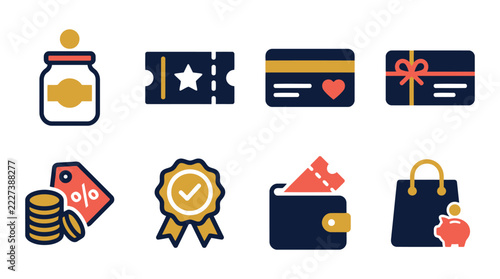 Retail shopping icons with store basket sale sign gift boxes and coupon during promotion concept