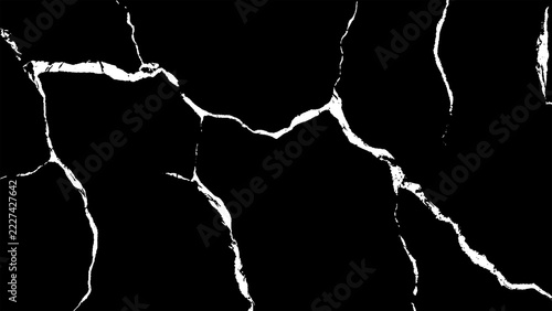 Black Abstract Background with Bold White Cracked Veins