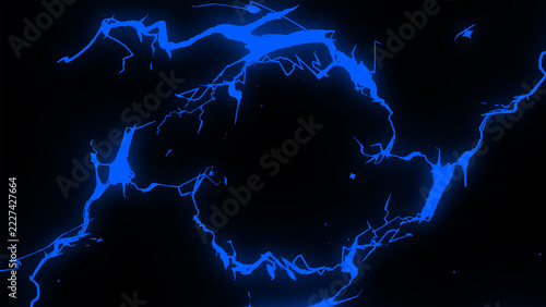 Electric Blue Abstract Cracks with Glowing Lines on Black