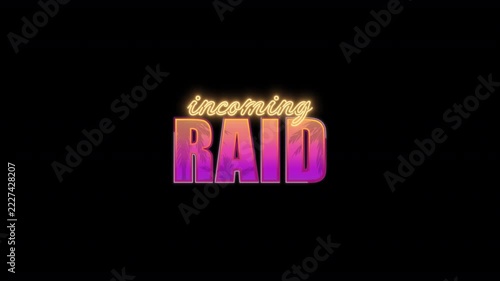Incoming Raid Stream Alert Retro 80s on Transparent Background