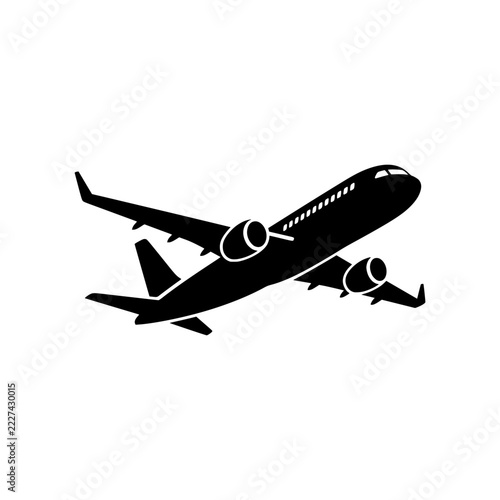 Airplane Travel vector illustration in a clean high-contrast style, isolated on white background, suitable for web, app, infographic, presentation and commercial design use.
