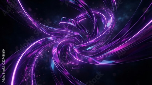 Vibrant Purple Abstract Light Swirls in Dark Space