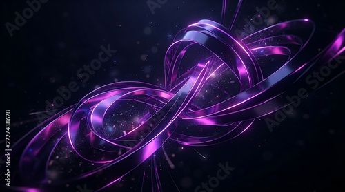 Vibrant Purple Ribbon Orbits Abstract Design