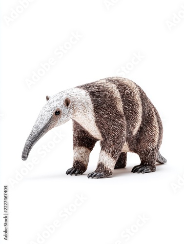 Full Body Side View Of An Anteater Standing Isolated On A Clean White Background High Resolution