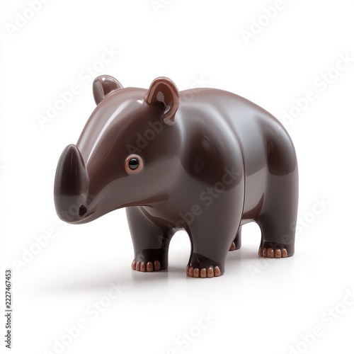 Glossy Brown Ceramic Tapir Figurine Isolated On A Clean White Background For Decor
