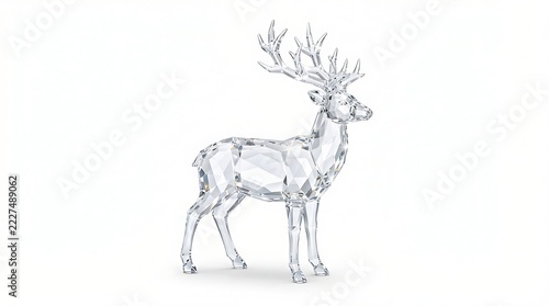 Crystal deer figurine isolated on white background