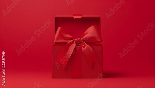 Luxury Red Gift Box with Ribbon Bow | Chinese New Year Present, Festive Surprise and Premium Packaging All red gift box concepts blank opening gift box