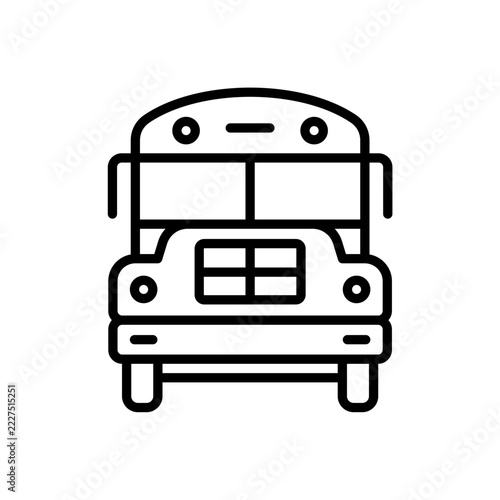 School Bus Line Icon. Front View of a School Transportation Vehicle