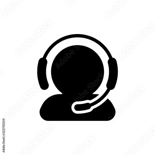 Customer Support Headset Icon. Call Center Agent and Technical Assistance Symbol