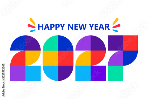Colorful Happy New Year 2027 Geometric Typography Celebration Design