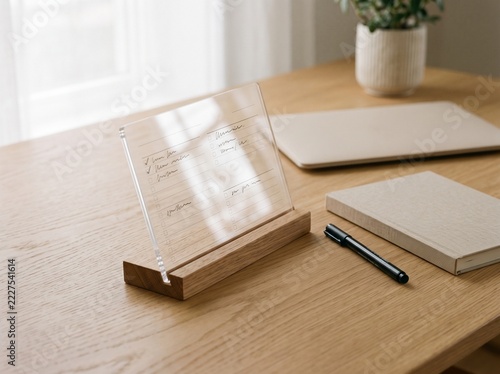 Acrylic desktop planner on desk