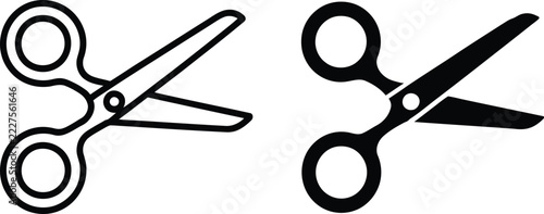 Scissors Icon Set Line Art and Solid Glyph Cutting Tool Vector Symbol