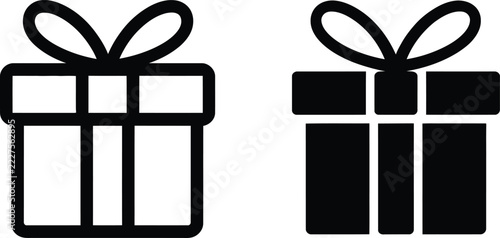 Gift Box Icon Set Line Art and Solid Glyph Present Package Vector Symbol