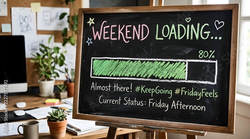 Chalkboard with Weekend Loading Bar in Creative Office Space