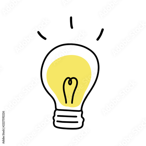 ひらめきを表すゆるい手描きの電球