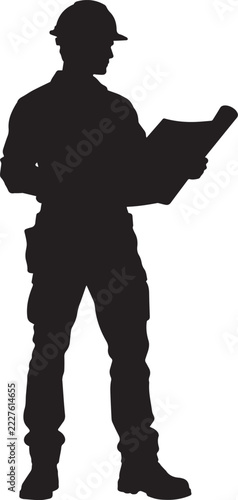 Black silhouette of a engineer.