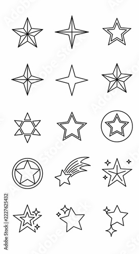Celestial Glyphs: A Constellation of Clean Line Art Stars