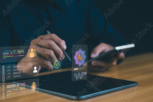 AI Recruitment Automation and Human Resources Management with Artificial Intelligence Interface, Candidate Screening and Digital Workforce Analytics