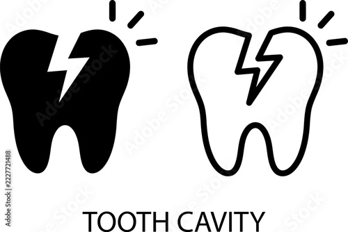 Tooth cavity icon set, dental health symbol, vector illustration isolated on white background