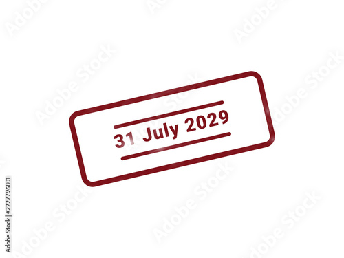 Red vintage stamp with date 31 July 2029