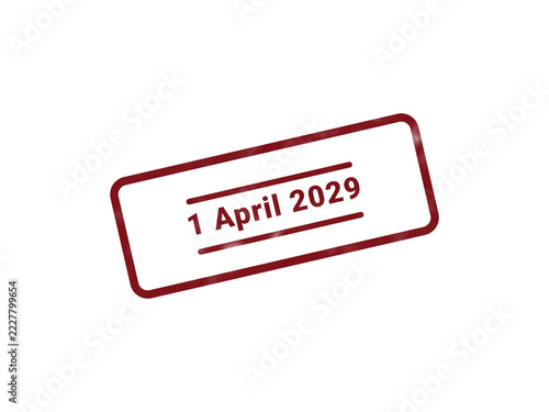 Red vintage stamp with April Fools Day date 1 April 2029
