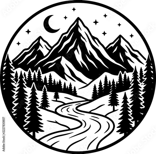 Mountain Scalable SVG Vector Graphic with Editable Paths and Layers for Web, UI Design, Digital Art, and Print Applications