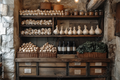 Various items neatly arranged on a shelf.