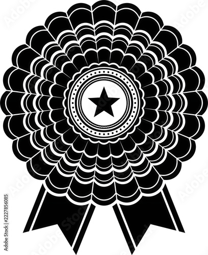 Fotografie Black and white rosette ribbon award badge