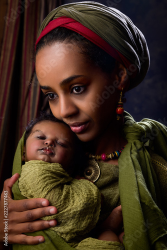 Live nativity with African doll